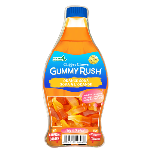 [628235196963] GUMMY RUSH BOTTLE ORANGE SODA 160G  