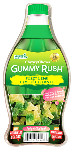 [628235196970] GUMMY RUSH BOTTLE FIZZY LIME 160G