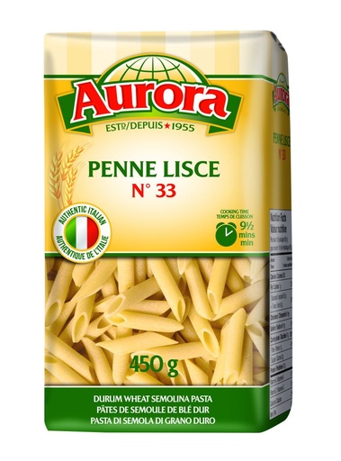 [061659020733] AURORA PASTA PENNE LISCE #33/ 450G   