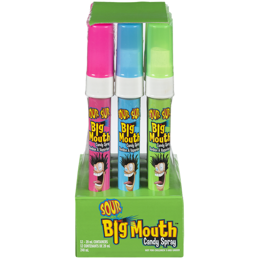 [041116106361] SOUR BIG MOUTH CANDY SPRAY 12/CT 