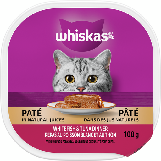 WHISKAS WET CAT FOOD WHITE FISH& TUNA100G 