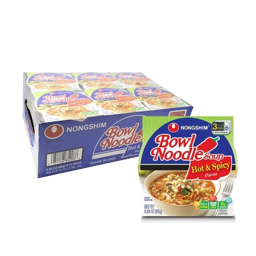 NONGSHIM BOWL HOT & SPICY (86G-12PK)