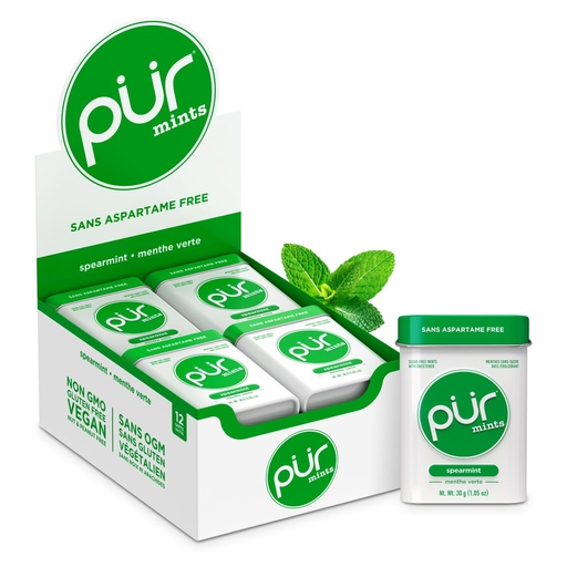 PUR MINTS TIN SPEARMINT 12/CT  