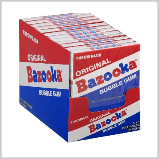 [041116043239] BAZOOKA BUBBLE THROWBACK GUM 12/CT