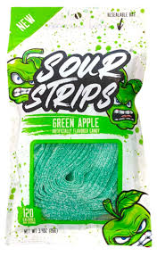 SOUR STRIPS PEG BAG GREEN APPLE 96G 