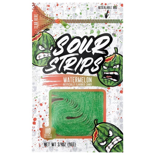 [2510] SOUR STRIPS PEG BAG WATERMELON 96G  