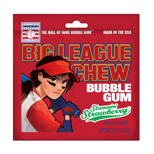 [22466095] BIG LEAGUE CHEW STRAWBERRY 60G/ 12CT (CA)