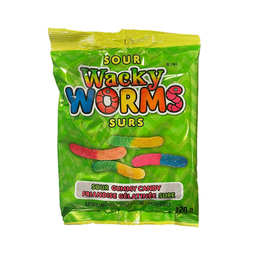 GUMMY ZONE SOUR WACKEY WORMS120G 