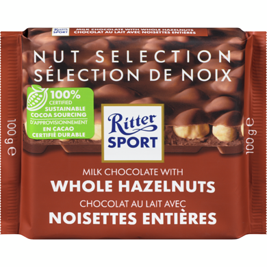 [RIT125] RITTER MILK CHOCO. WHOLE HAZELN. 100G 