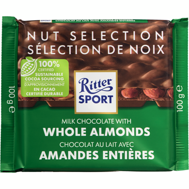 [RIT126] RITTER MILK CHOCO. WHOLE ALMONDS 100G 
