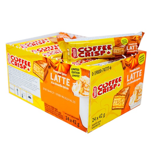 [059800747776] COFFEE CRISP PUMPKIN SPICE LATTE 42G/24CT