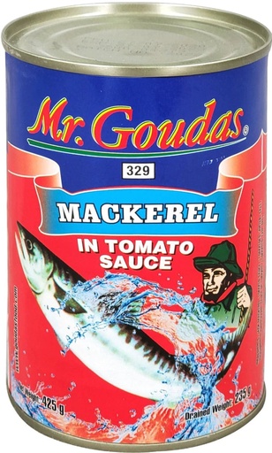 [065349003297] MR.GOUDAS MACKEREL IN TOMATO SAUCE /425G
