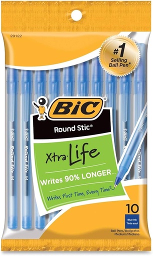 [070330201224] BIC ROUND STIC BLUE 10PK