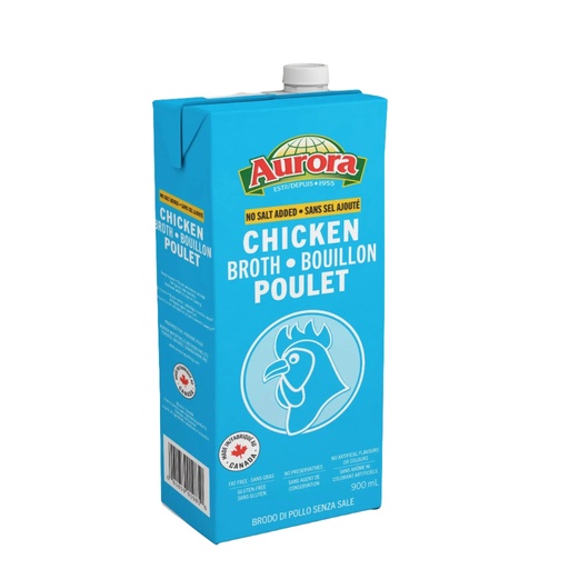 [061659022829] AURORA CHICKEN BROTH NO SALT 946ML