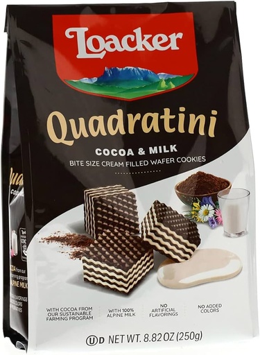 [076580180746] LOACKER QUAD COCOA & MILK 250G