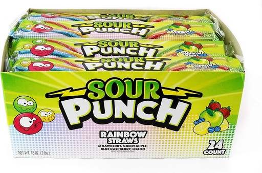 [7924]  SOUR PUNCH RAINBOW STRAWS 48OZ/24CT