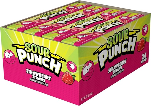 [80536]  SOUR PUNCH STRAWBERRY STRAWS 48OZ/24CT