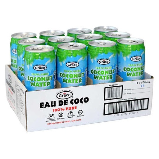 [055270871478] GRACE 100% PURE COCONUT WATER 500ML/12PK
