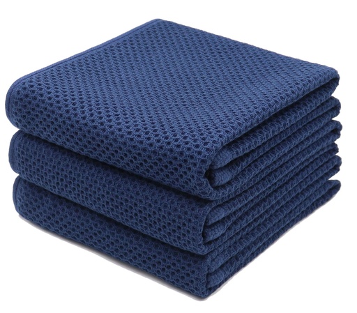 [041] WAFFLE KITCHEN TOWEL - NAVY BLUE 