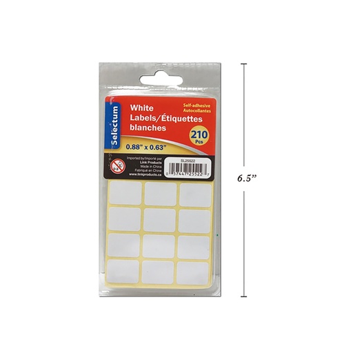 [057447255227] WHITE LABELS 0.88"X0.63" 210PCS