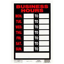 [045899350614] BUSINESS HOURS SIGN 8X12 