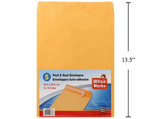 [057447469228] PEEL & SEAL KRAFT ENVELOPES 9"X12"