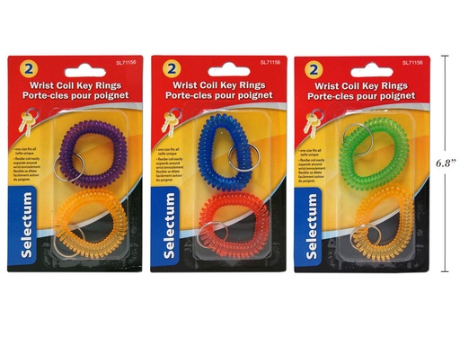 [SL71156] WRIST COIL WITH RING ASSTD COLOUR 2PK
