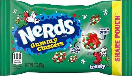 NERDS GUMMY CLUSTER HOLIDAY 85G/12CT SHARE .S 