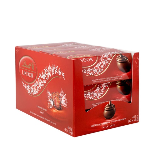 [743434012927] LINDT LINDOR MILK CHOCOLATE  36G /12CT
