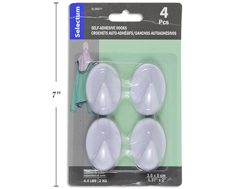[057447582316] SHELF ADHESIVE HOOKS /4PK