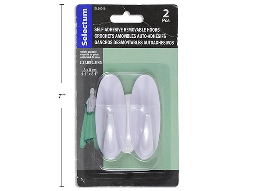 [057447582460] SHELF ADHESIVE HOOKS  LARGE /2PK 