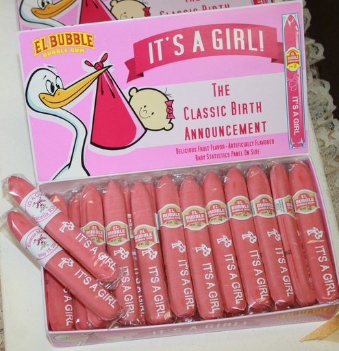 [059642003764] IT'S A GIRL BUBBLE GUM / 36CT