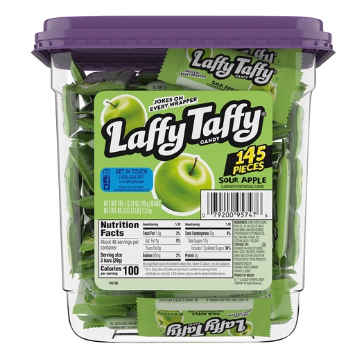 [079200957476] LAFFY TAFFY JAR SOUR APPLE 145CT