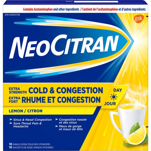 [7033] NEOCITRAN COLD & CONGESTION LEMON 10/PK 