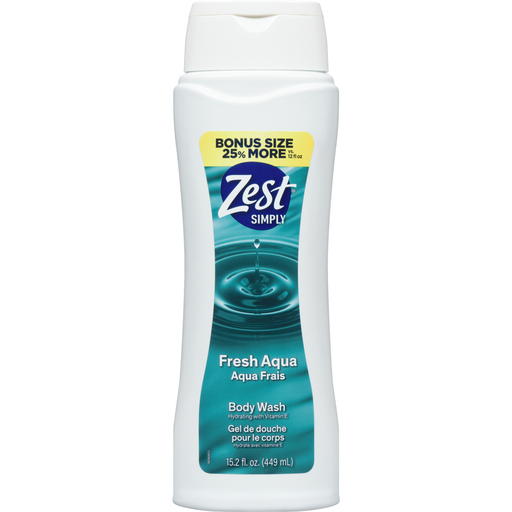 [816559019680] ZEST SIMPLY FRESH AQUA BODY WASH 449ML 