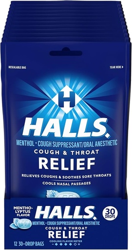 HALLS MENTHOL COUGH RELIVER 30PK