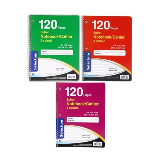 [SL46720] SPIRAL NOTEBOOK 120PAGES 8X10.5inch