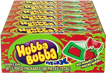 [022000100641] HUBBA BUBBA MAX SOUR STRAW-MELON GUM 18CT