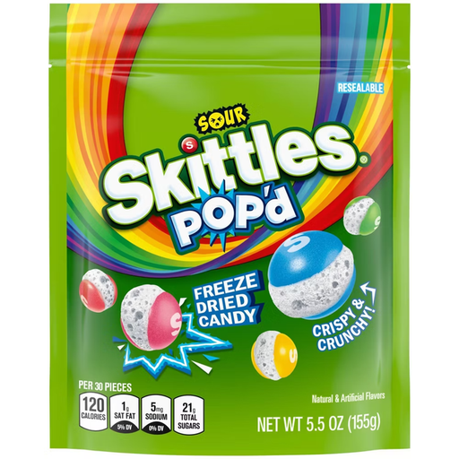 [1284] SKITTLES SOUR POP'D 155G