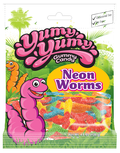 [818480010095] YUMY YUMY NEON WORMS 4OZ