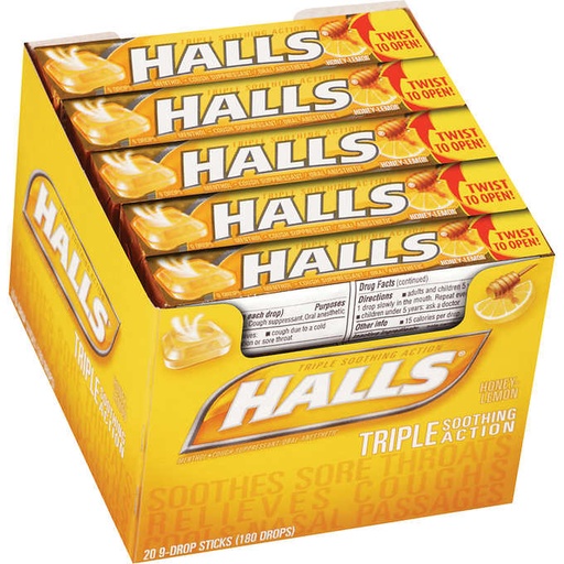 [6924513906212] HALLS HONEY LEMON 20CT 