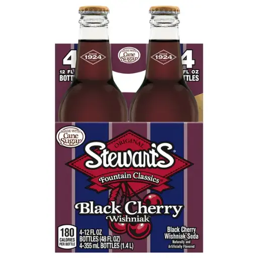 [098794000399] STEWART'S BLACK CHERRY SODA 355ML/4PK 