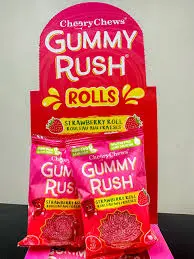 GUMMY RUSH STRAWBERRY ROLLS 24CT 