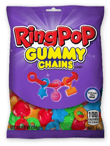 [041116024962] RING POP GUMMY CHAINS 144G