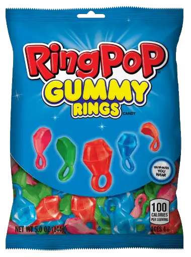 [041116024979] RING POP GUMMY RINGS 144G