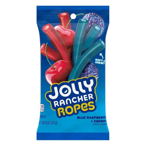 [010700557308] JOLLY RANCHER ROPES BLUE RASP & CHERRY 170G