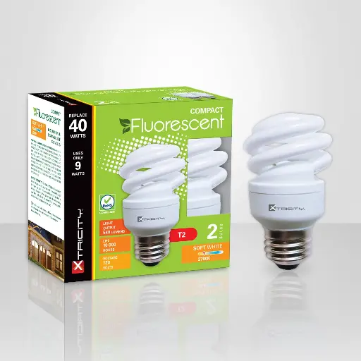 9W SPIRAL ENERGY SAVING LIGH BULD 2PK