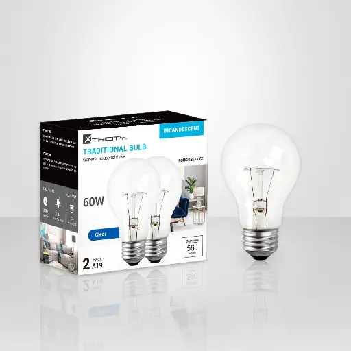 [163902] 60W TRADITONAL CLEAR LIGHT BULB 2PK