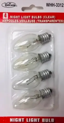 [WHH-3312] 7W NIGHT LIGHT BULBS CLEAR 4PK