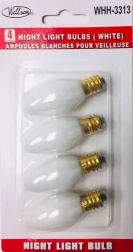 7W NIGHT LIGHT BULBS WHITE 4PK